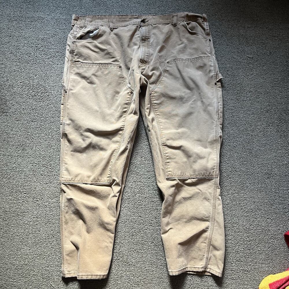 Key Canvas Carpenter Work Pants Tan Mens Double Knee Utility Workwear 48x30